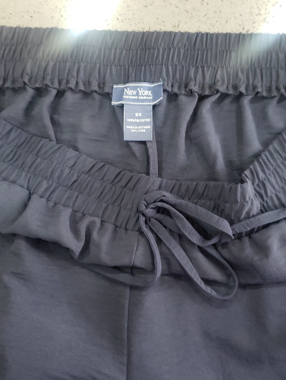 New York Clothing Co. Women's Navy Wide-Leg Drawstring Dress Trousers, 2X